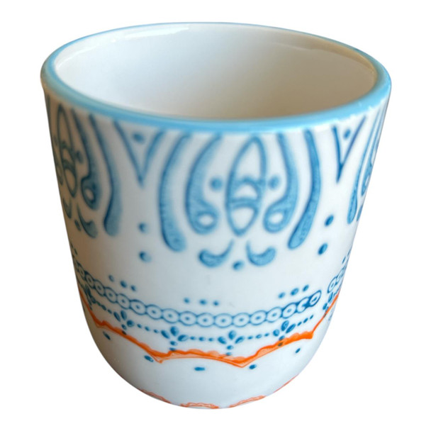 ZY078C Ceramic Tea Mug - Blue And Orange Patterns