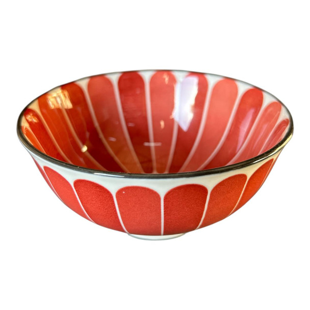 ZY003B Ceramic Bowl - Reds Oval Rectangles