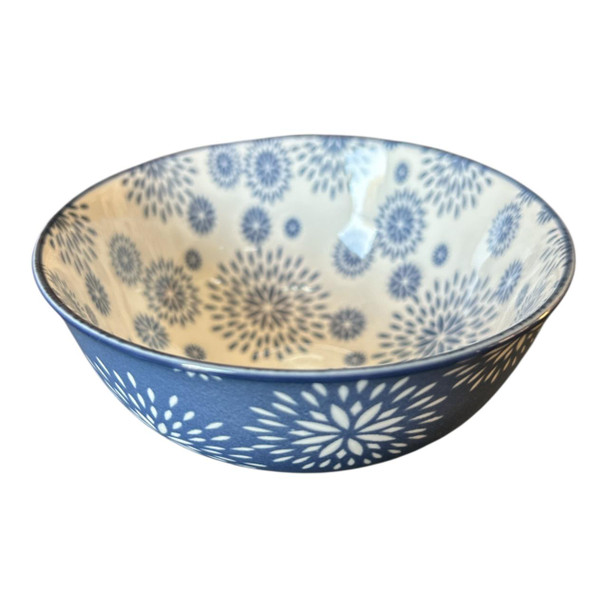 ZY003J Ceramic Bowl - Blue And White Dandelions