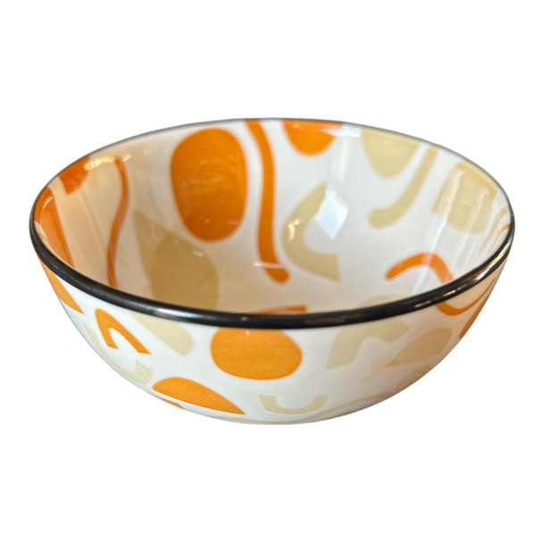 ZY017I Ceramic Bowl - Orange Beige Shapes