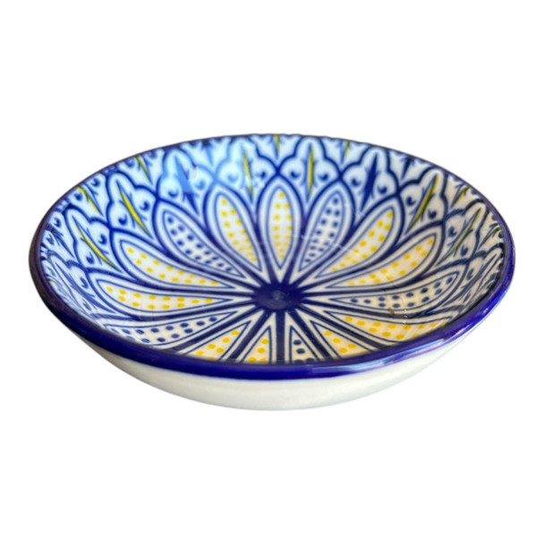 ZY034C Tiny Ceramic Bowl - Blue Yellow Shell Design