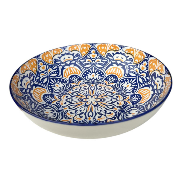 ZY020D Ceramic Fruit Bowl - Blue Orange Mandala