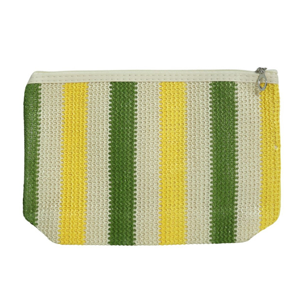 MUB333B Striped Woven Zip Pouch - Yellow And Green