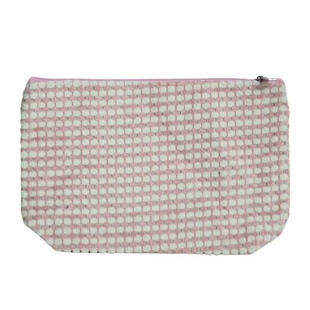 MUB334C Textured Zip Pouch - White And Pink