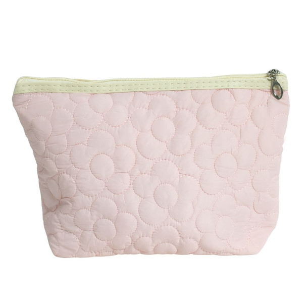 MUB335A Quilted Floral Zip Pouch - Blush Pink