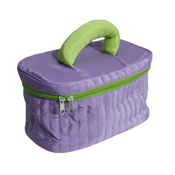 MUBHY3B Puffer Handle Quilted Cosmetic Bag - Purple And Green
