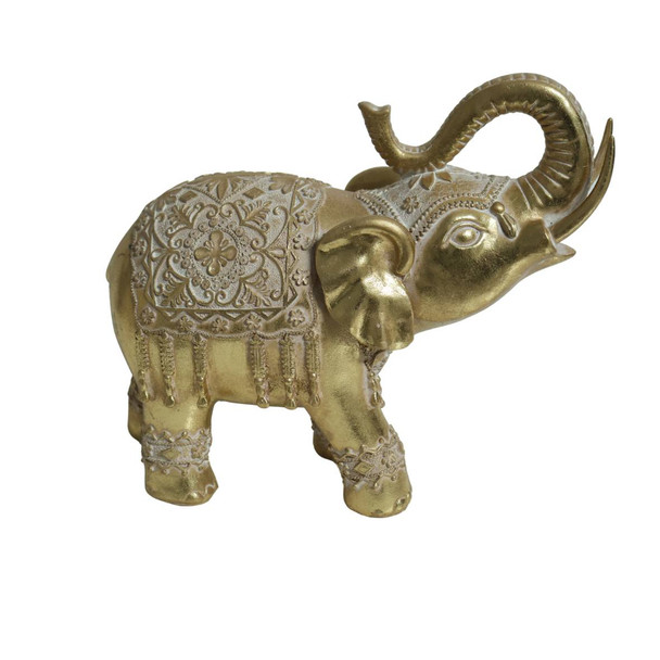 1204047 Animal Craft - Trunk Up Golden Elephant