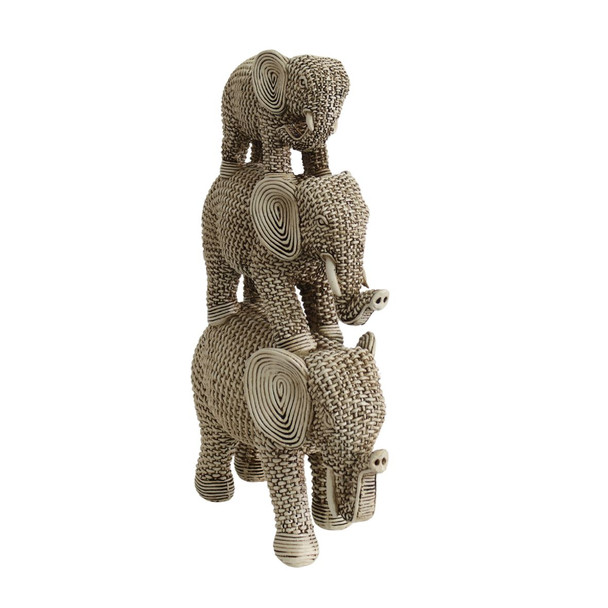 221007 Animal Craft - Woven Style Trio Stacked Elephants 221007 Animal Craft - Woven Style Trio Stacked Elephants