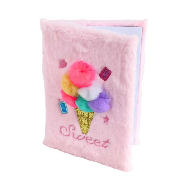 HH14C A5 Novelty Pink Notebook - Pompom Icecream Cone