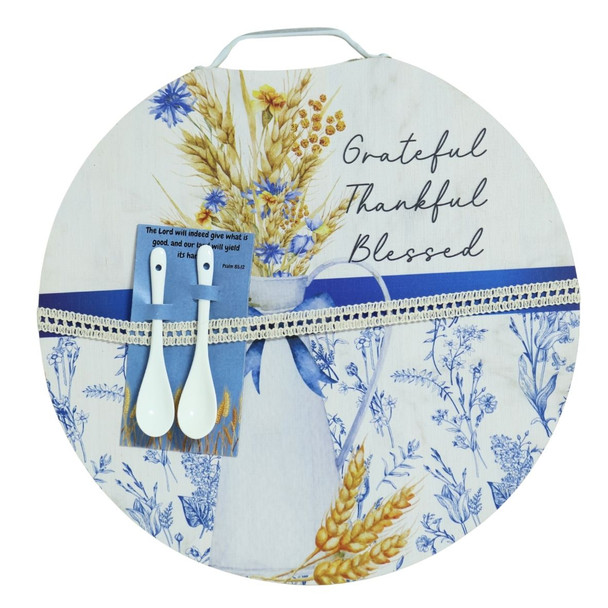 BAMBB8 Round Bamboo Board - Thankful