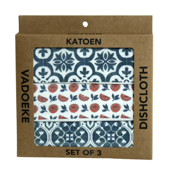 DCBOX51 Dishcloth Box (Set 3) - Lemons With Dark Grey Tiles DCBOX51 Dishcloth Box (Set 3) - Lemons With Dark Grey Tiles