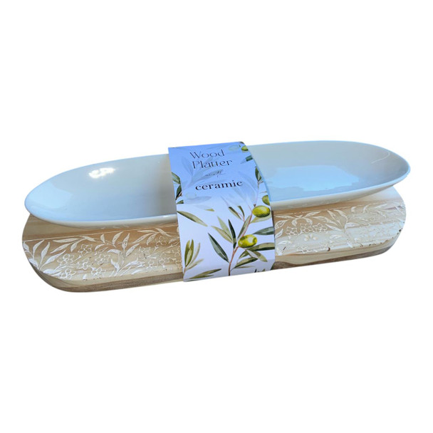 PLATTR4 Platter Tray With Long Ceramic Bowl - Vintage Olives