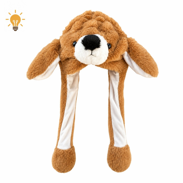 CH2B Polyester Animal Light Up Squeeze Hat - Brown Dog