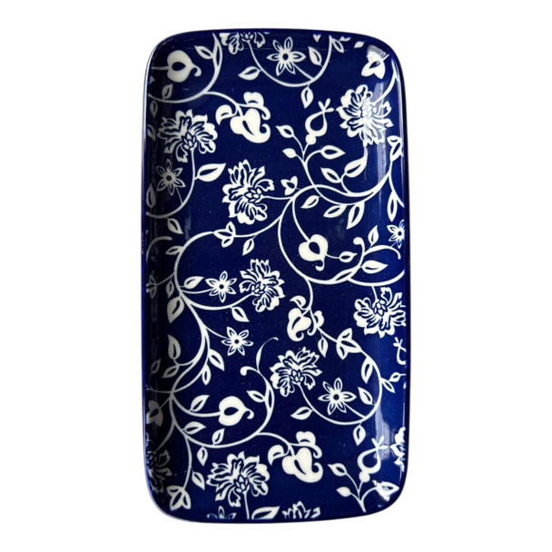 ZY007Q Ceramic Rectangle Plate - Indigo Garden