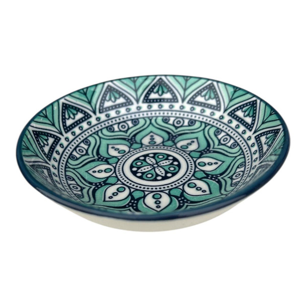 ZY001M Small Ceramic Flat Bowl - Lagoon Mandala