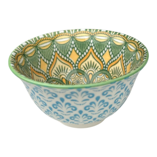 ZY057M Tiny Ceramic Bowl - Sunflower Motive, Blue Fleur