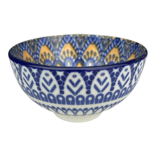 ZY059O Mini Ceramic Bowl - Blue And Orange Mandala