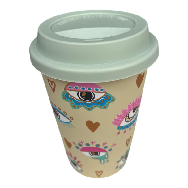 RS6660B Ceramic Travel Mug - Comic Eyes, Light Yellow