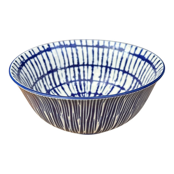 WEB62I Ceramic 7cmh Bowl - Blue Zebra Stripes