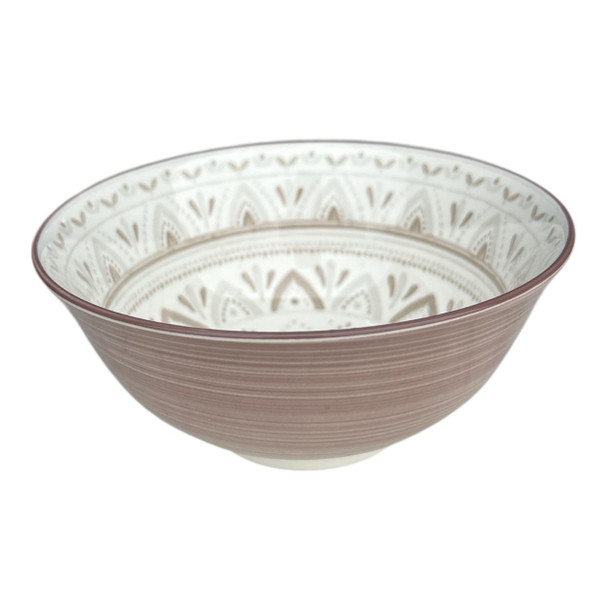 WEB62J Ceramic 7cmh Bowl - Pink, Brown Triangles