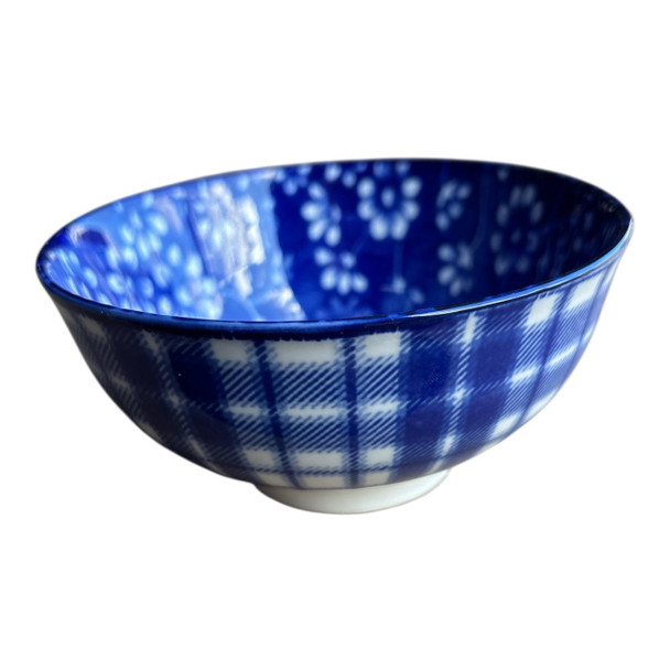 ZY0017K Indigo Cottage Ceramic Bowl 12W5HCM