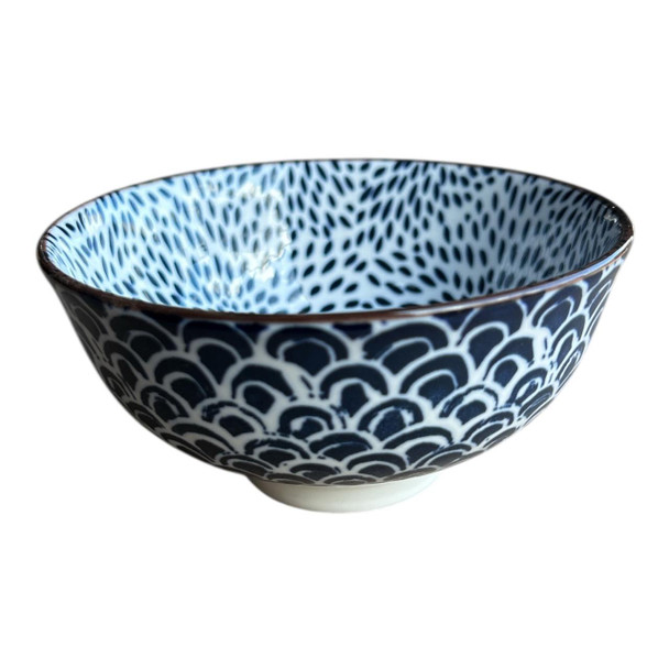 ZY0017L Indigo Wave Ceramic Bowl 12W5HCM