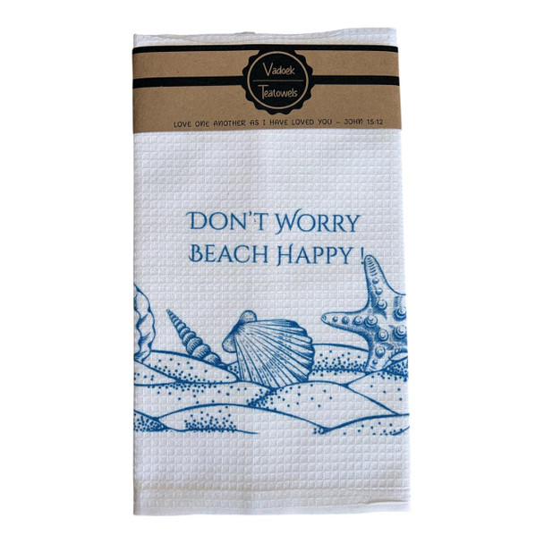 DISHT22 Single Printed Dishcloth - Don't Worry Beach Happy