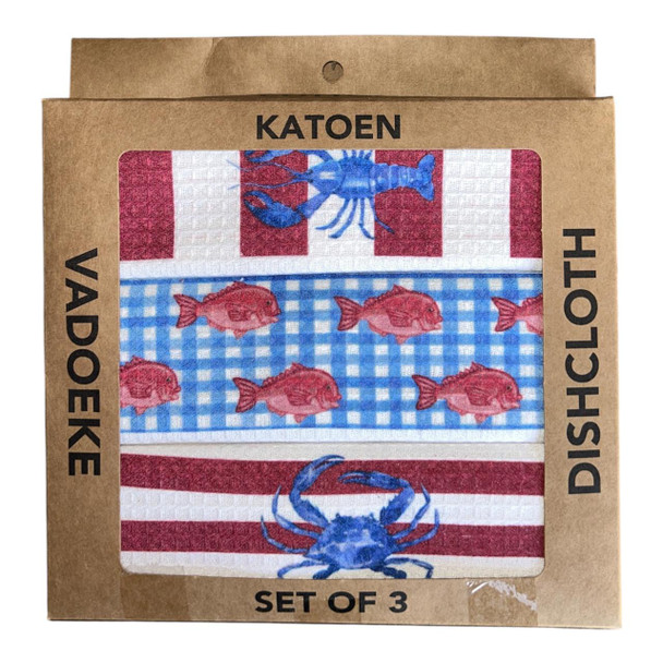 DCBOX55 Dishcloth Box (Set 3) - Blue Crab Lobster