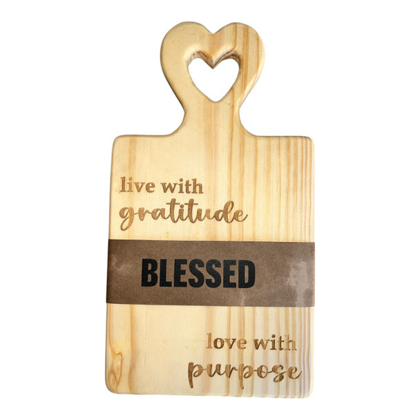 WPLAT8 Wooden Platter With Heart Platter - Live with Gratitude