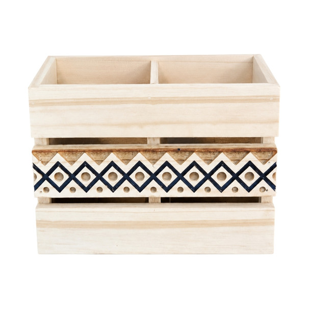 UTENP1 Pine Utensil Holder  -  Blue Pattern
