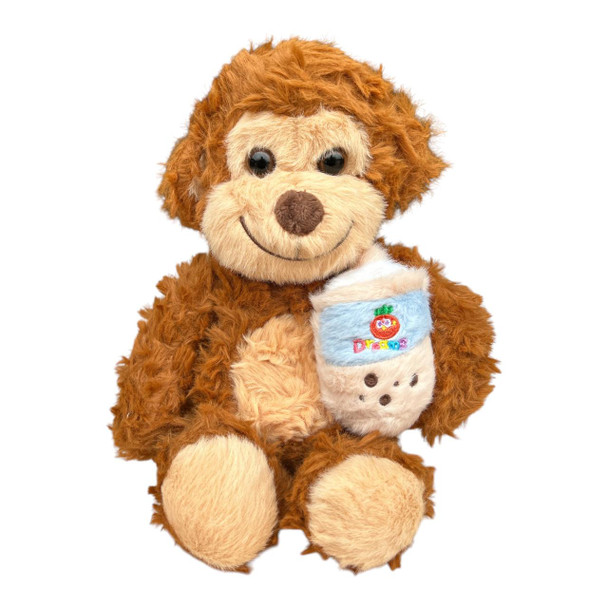 SK35330 Plush Soft Toy 30cm – Brown Monkey with Bubble Tea
