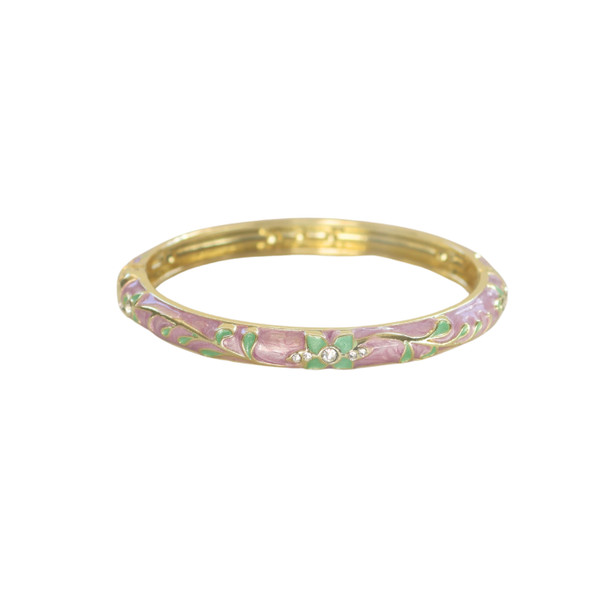 S2025177C Hinged Enamel Bangle Bracelet – Lilac & Mint Floral