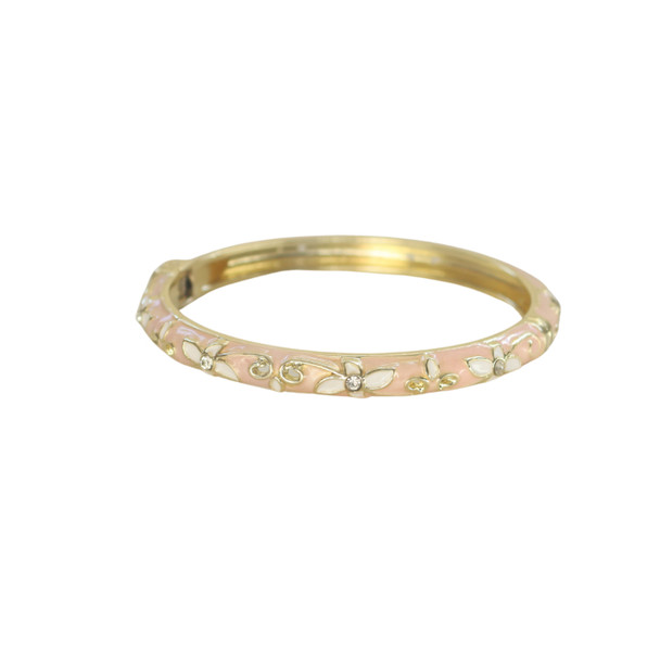 S2025211AD Hinged Enamel Bangle Bracelet – Blush Pink Floral