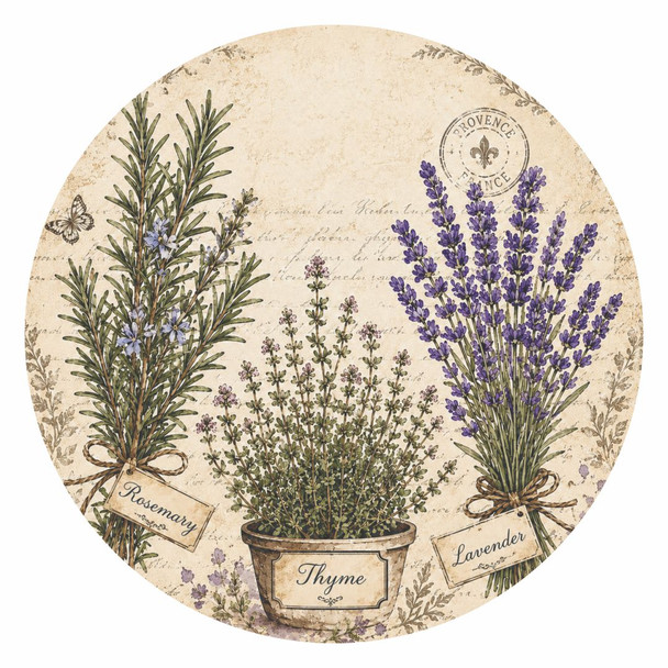 DISPR05 Disposable Round Placemat 24Pc - Herbs