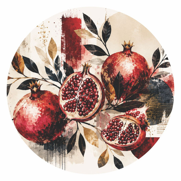 DISPR13 Disposable Round Placemat 24Pc - Modern Pomegranate