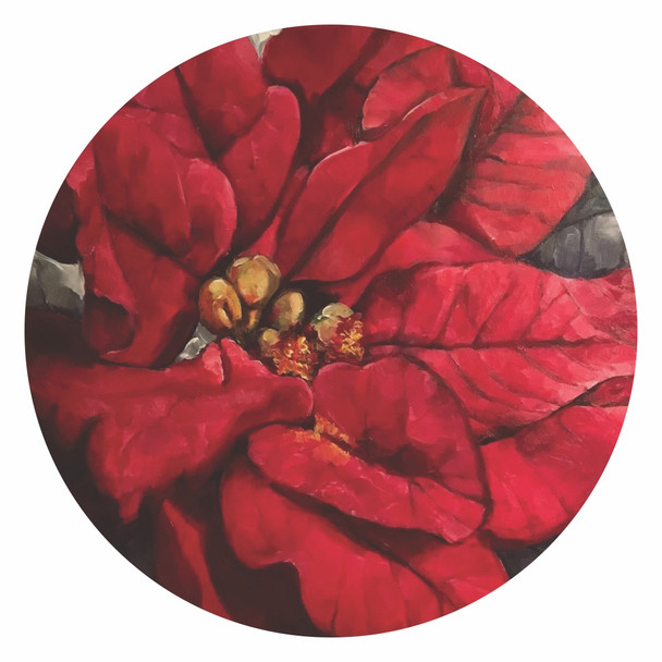 DISPR15 Disposable Round Placemat 24Pc - Poinsettia