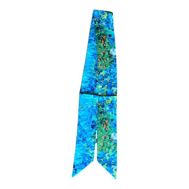 HH2604A Thin Twilly Scarf – Blue Watercolour Floral