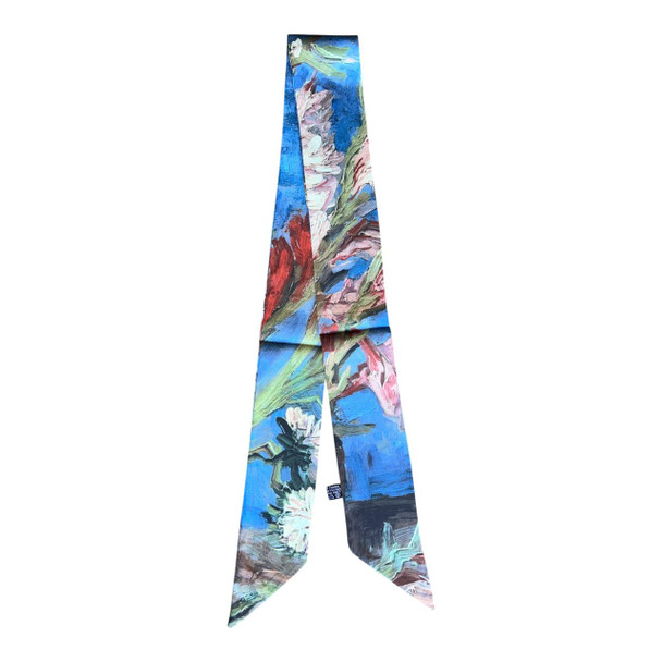 HH2604D Thin Twilly Scarf – Abstract Floral Art