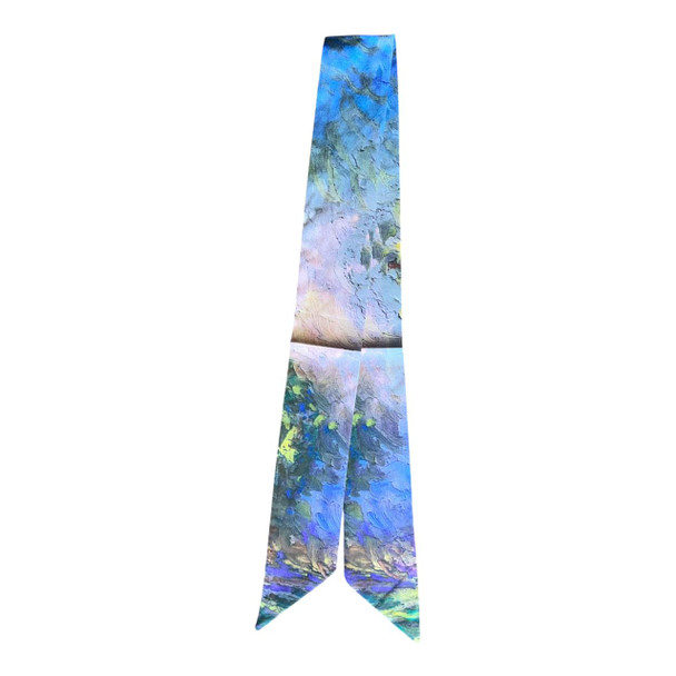 HH2604G Thin Twilly Scarf – Impressionist Blue Garden