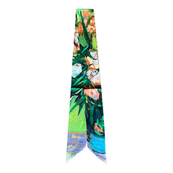 HH2604J Thin Twilly Scarf – Impressionist Floral Vase