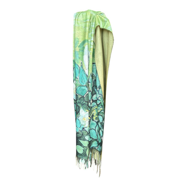 HH2607A Cashmere Scarf – Botanical White Blossom