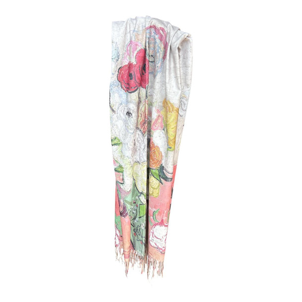 HH2607B Cashmere Scarf – Romantic Rose Bouquet