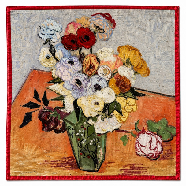 HH2608L Polyester Square Scarf – Vibrant Floral Bouquet