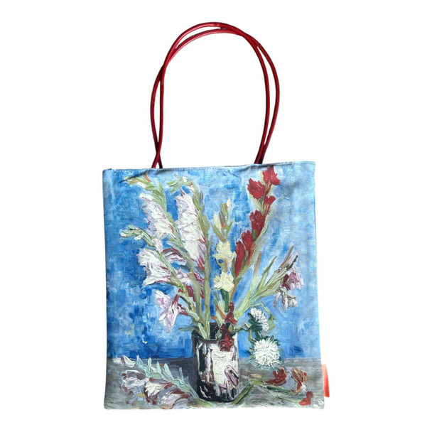 HH2609E Polyester Tote Bag – Floral Still Life on Blue