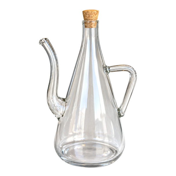 SYB109 Clear Glass Oil Pot 500ml with Cork Stopper