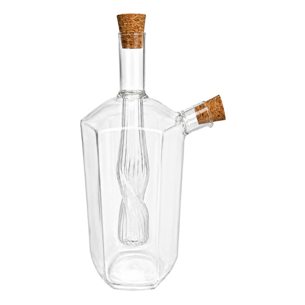 SYB133 Clear Glass Oil & Vinegar Dispenser – Twisted Dual Chamber