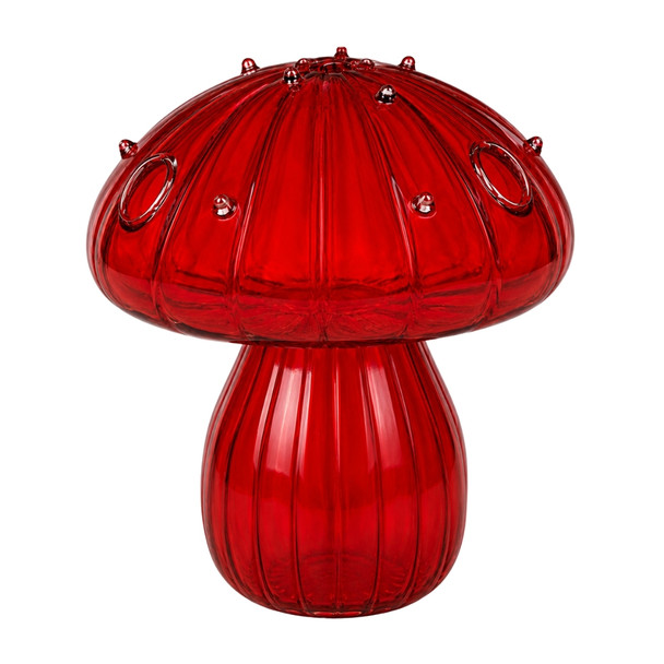 SYO274 Ruby Red Glass Mushroom Vase
