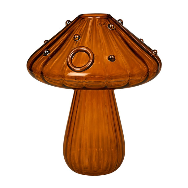 SYO280 Glass Ribbed Mushroom Propagation Vase – Amber