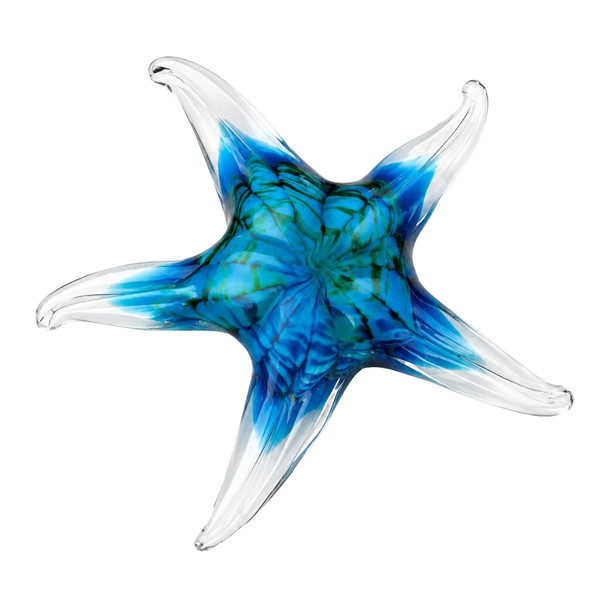 HN2601 Handcrafted Glass Starfish – Blue Swirl