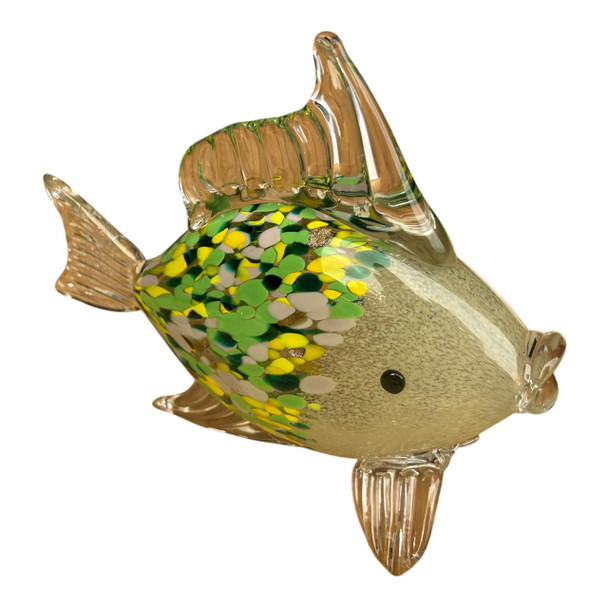 E230093A Handcrafted Glass Fish Ornament – Green Mosaic